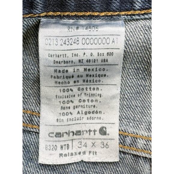 Carhartt Men's 34x36 Relaxed Straight Fit Denim Blue Jeans Pants WTD - Picture 5 of 11